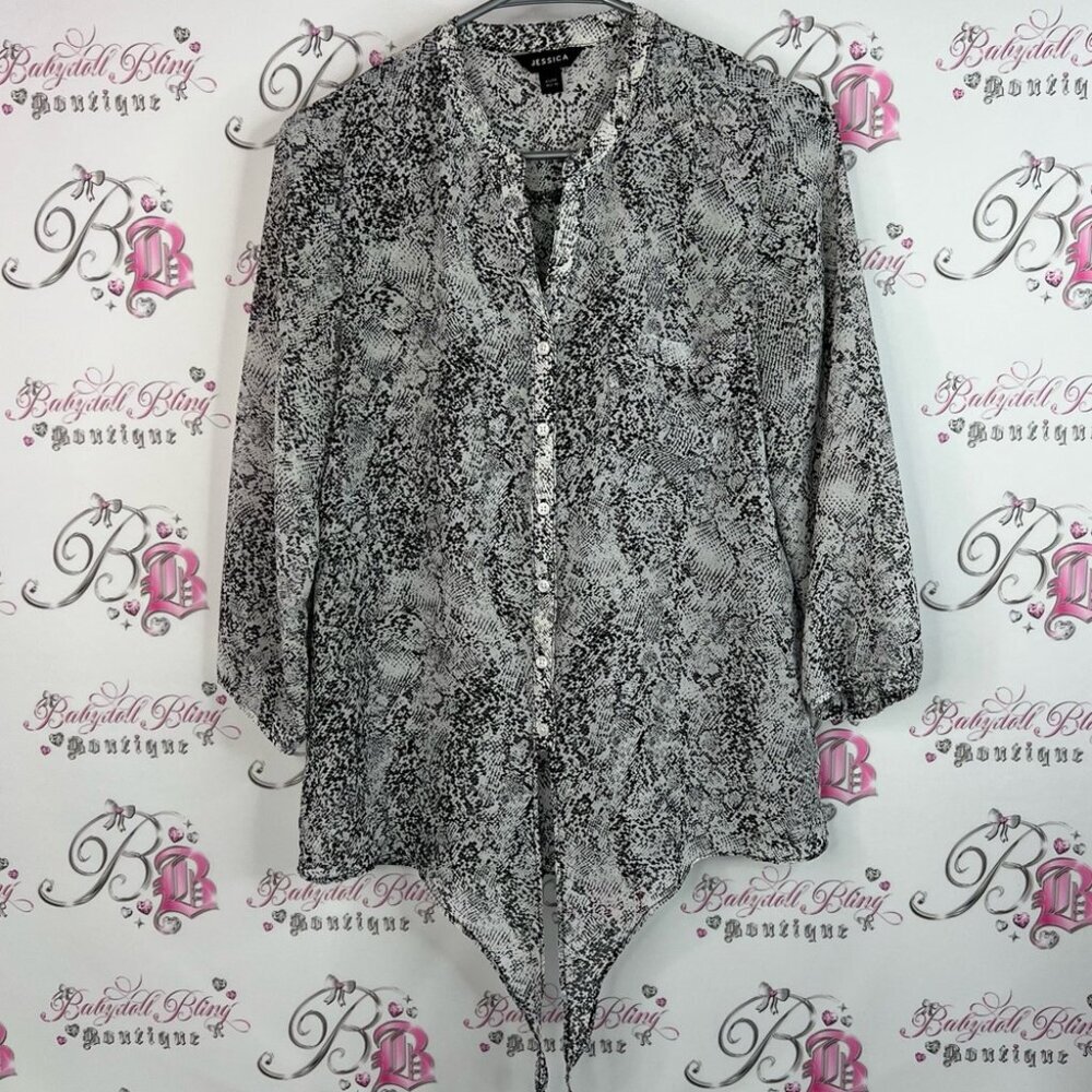 Jessica blouse snake print black white pattern Monochrome Patterned Blouse